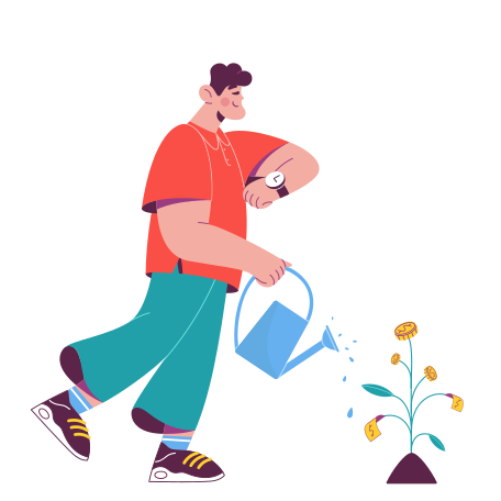 Man watering tree