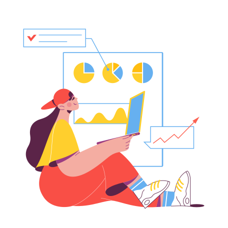 Woman with analysis charts