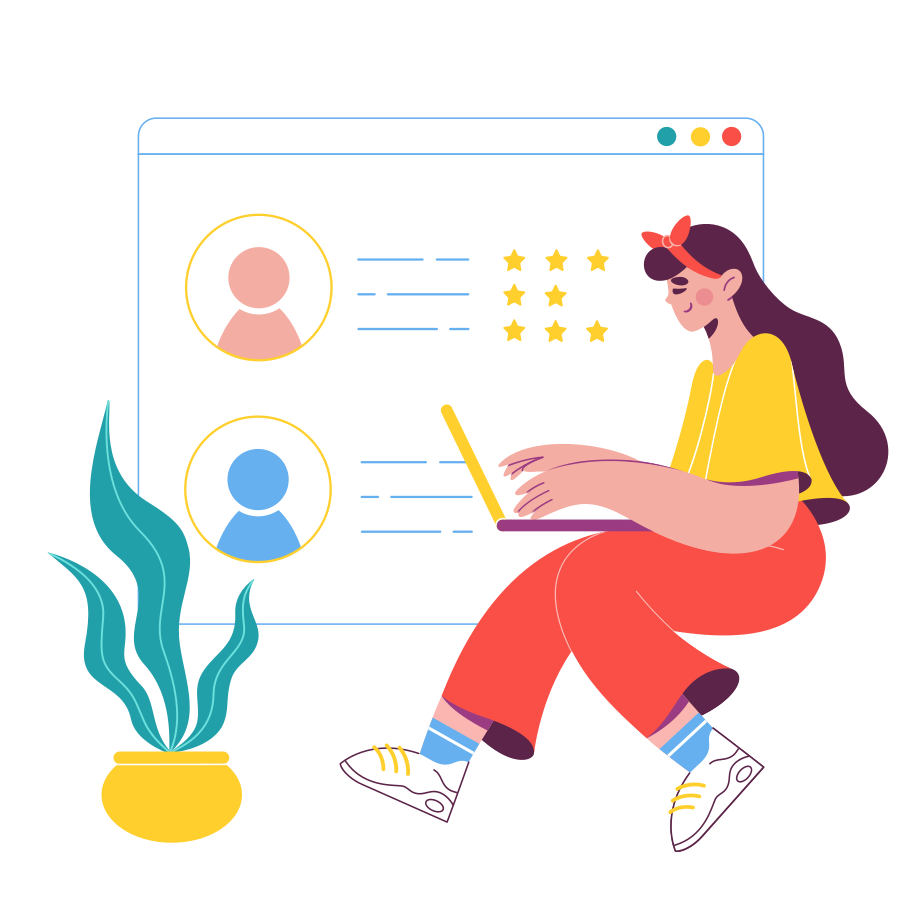 woman building an online profile