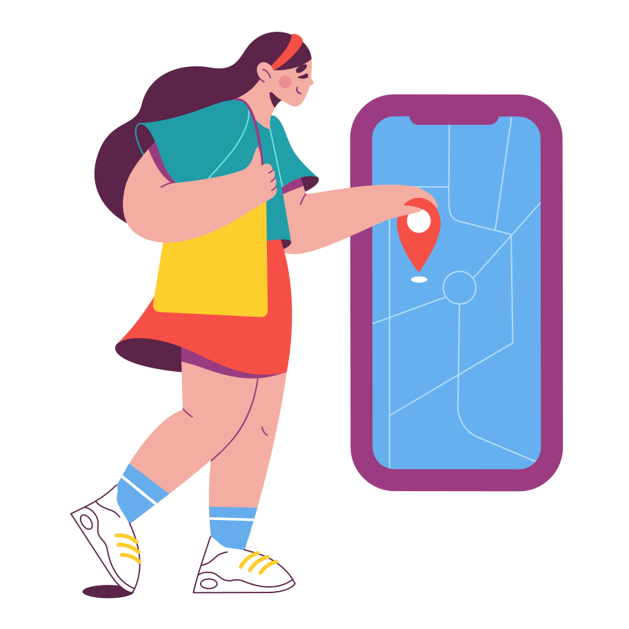 Woman & current location tag